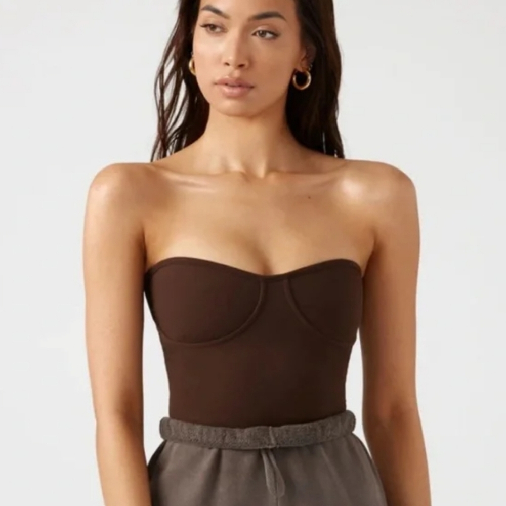 Joah Brown Bustier Tube Top in Sueded Umber